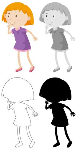 Set of cute girl character vector