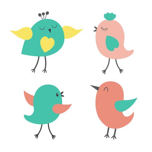 Set of cute colorful birds vector