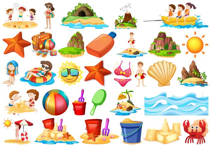 Set of beach element vector