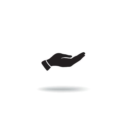 Hand giving gesture silhouette. Give alms icon on a white backgr vector