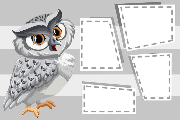 Owl on note template vector