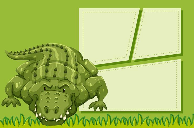 Crocodile on note template vector