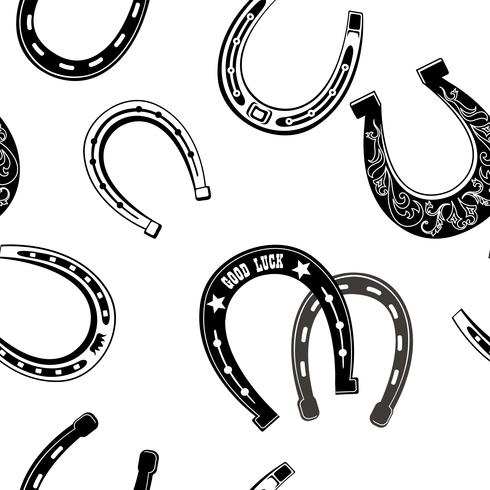 Horse shoe icon seamless pattern. Lucky steel horseshoes background. Good luck symbol wallpaper vector