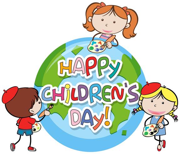 Happy children's day icon vector