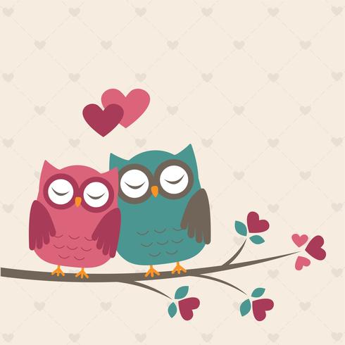 Lindos búhos enamorados vector