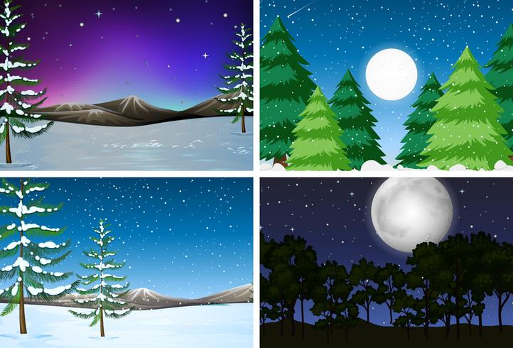 Set of nature landscape vector