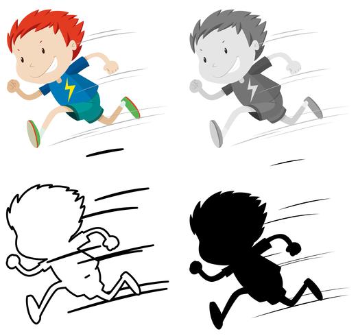 Conjunto de niño corriendo vector