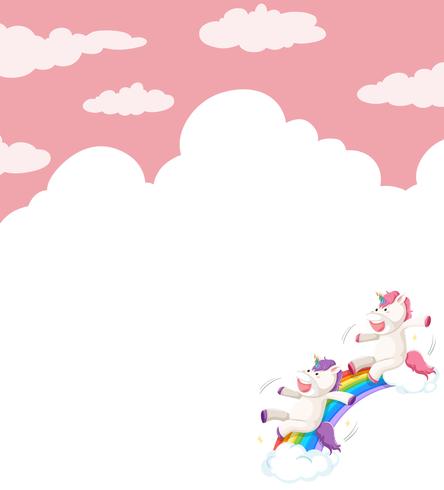 Unicorn on sky template vector