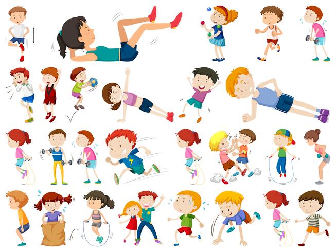 Set of active people vector