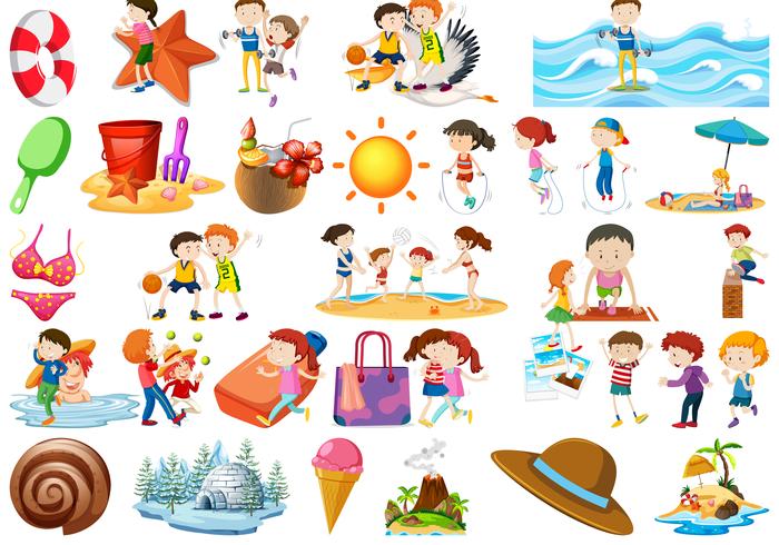 Set of beach element vector