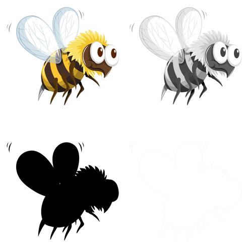 Conjunto de personaje de abeja vector