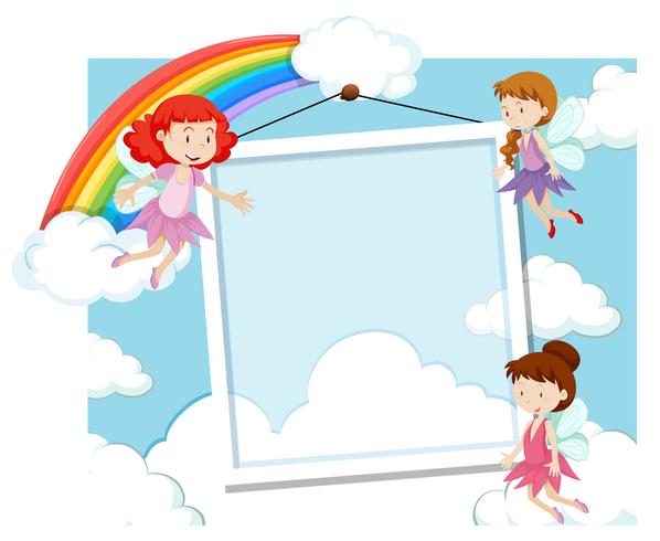 Fairies on the frame template vector