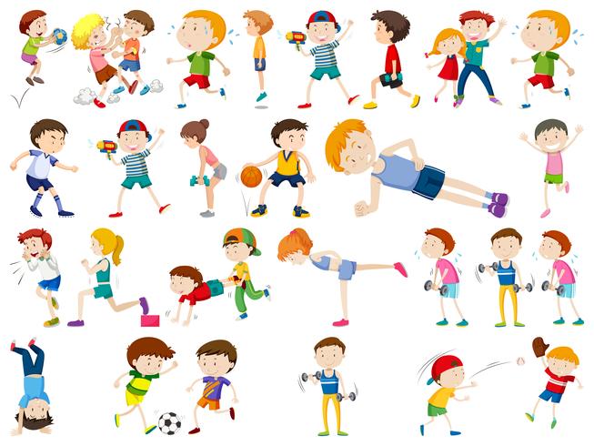 Set of active people vector