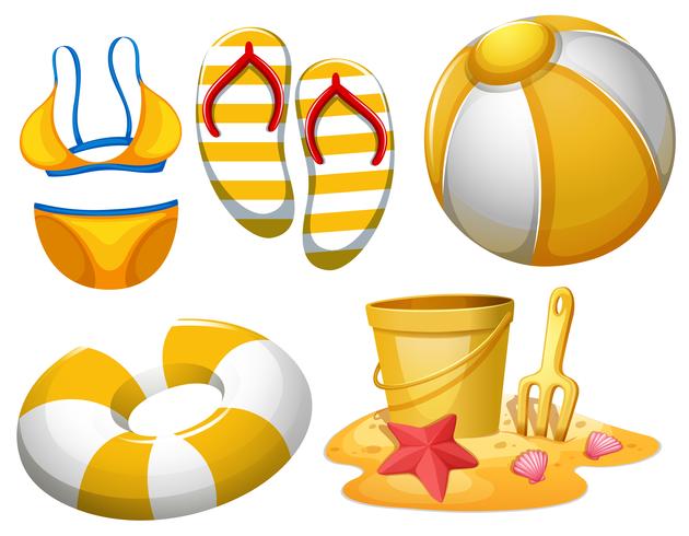 Set of beach objects vector