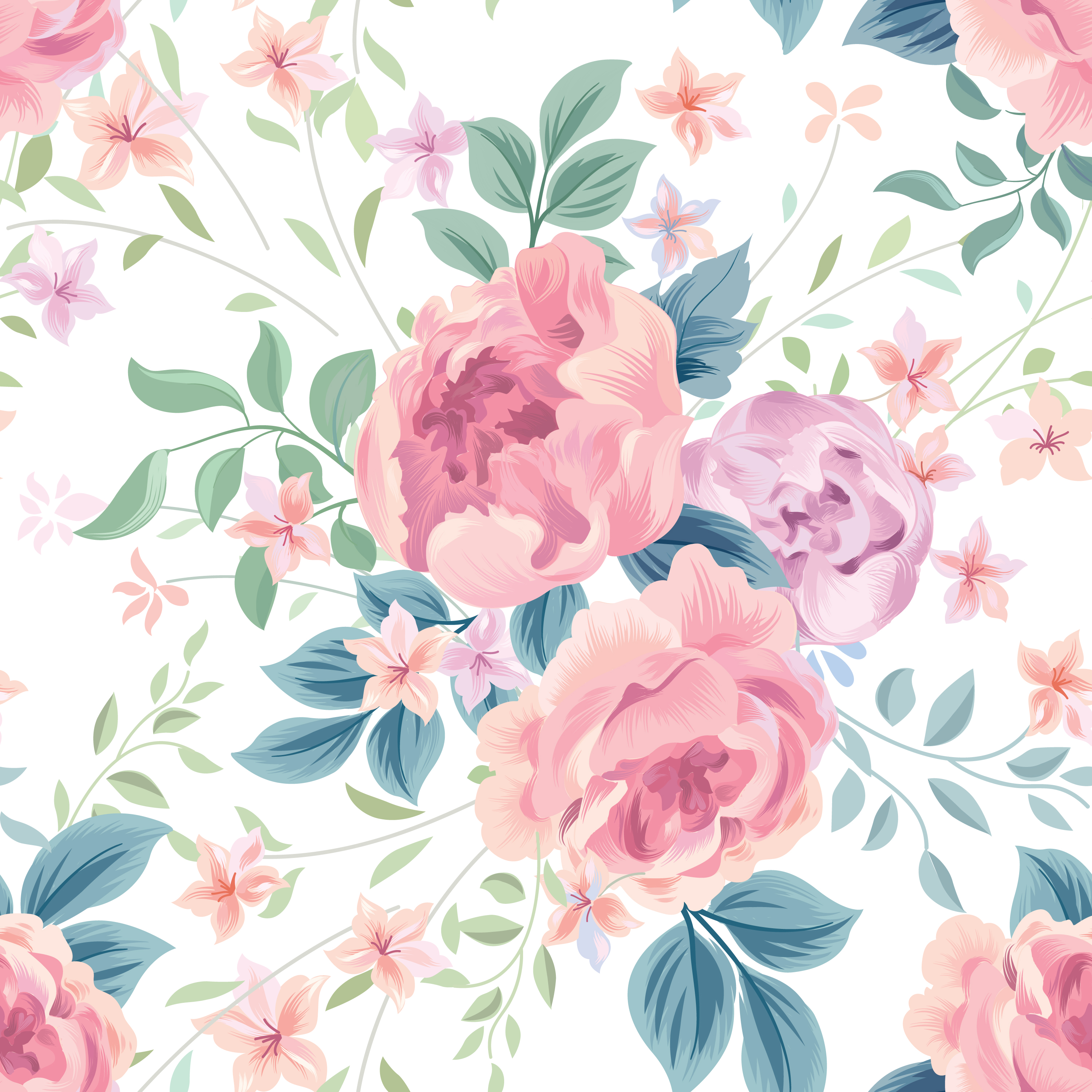 Floral seamless pattern. Flower rose white background. Flourish wallpaper  with flowers. 589106 Vector Art at Vecteezy