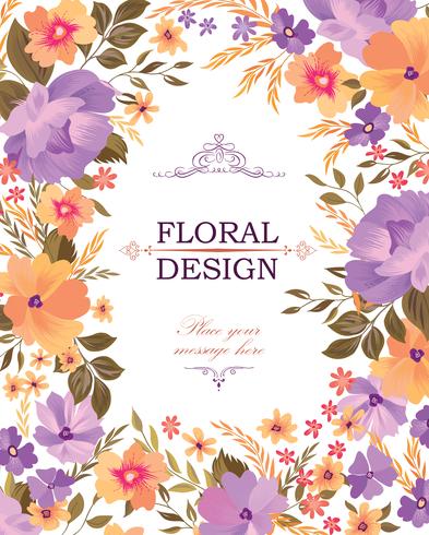 Floral frame pattern. Flower bouquet background. Greeting card design vector