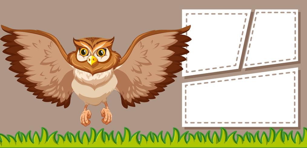 Owl on note template vector