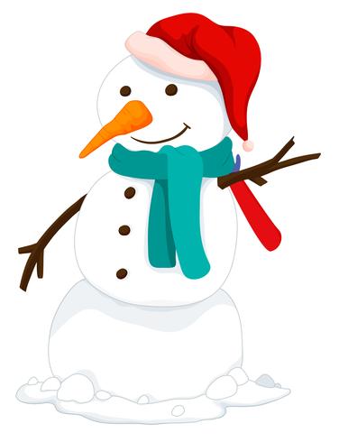 Snowman with hat and scarf vector