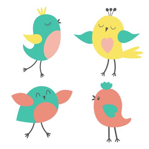 Set of colorful cute birds vector