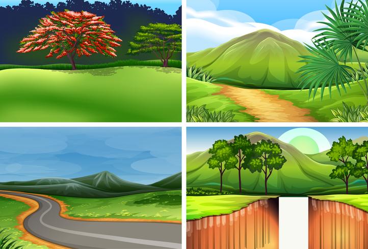 Set of nature landscape vector