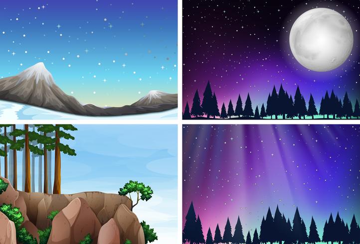 Set of nature landscape vector