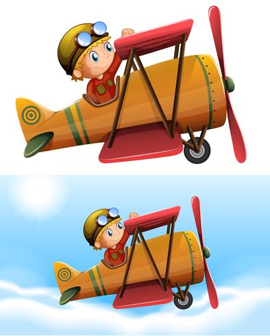 Set of pilot riding classic plane vector