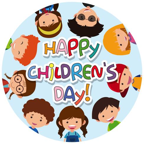 Happy children's day icon vector