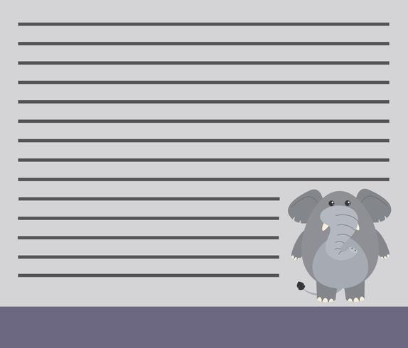 An elephant on note template vector