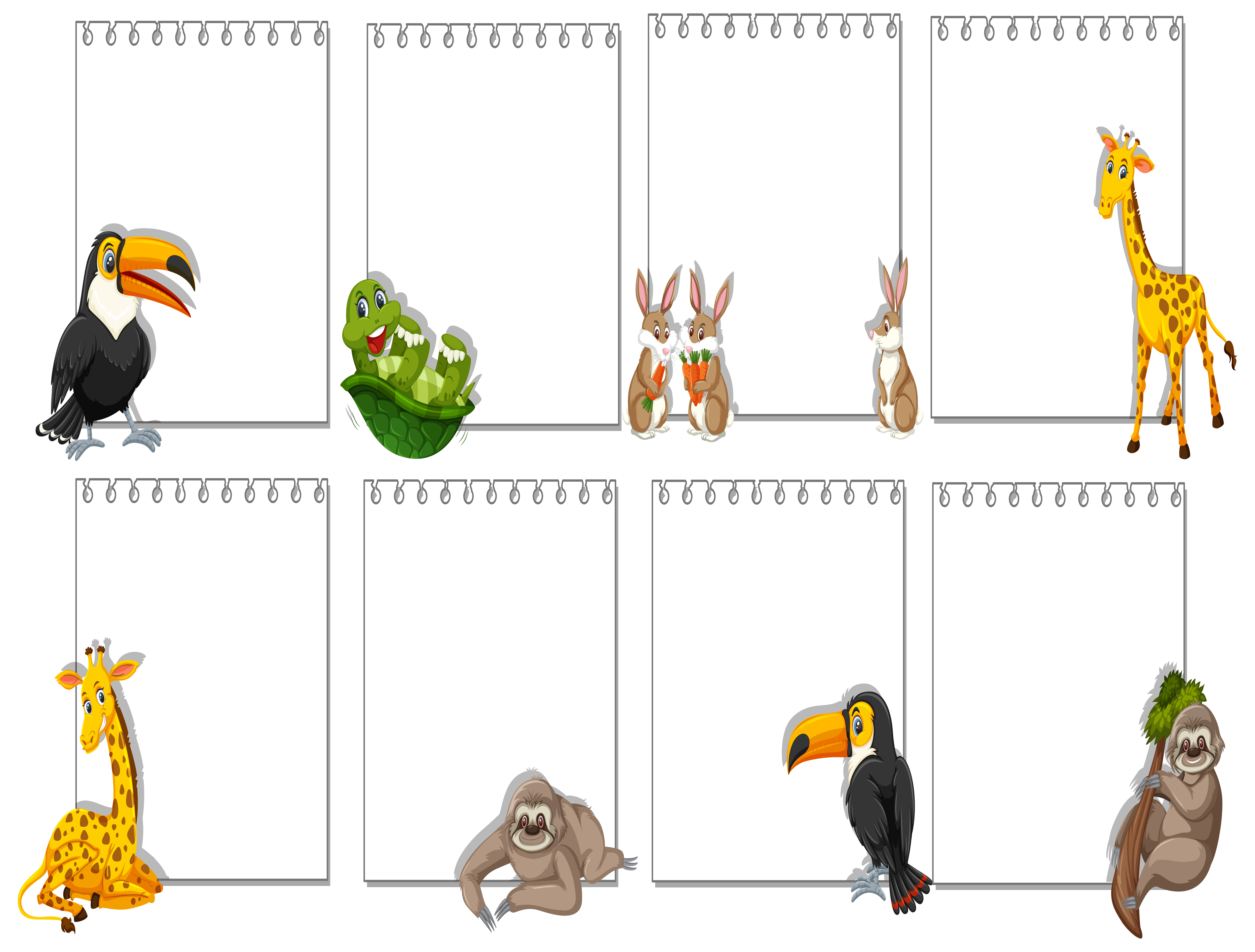 Set of animal on note template 589207 Vector Art at Vecteezy