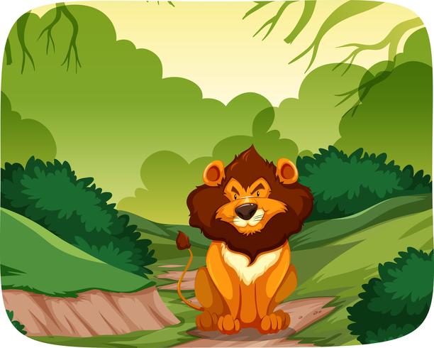 Lion in nature scene vector