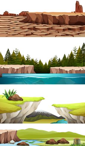 Conjunto de paisaje de la naturaleza vector