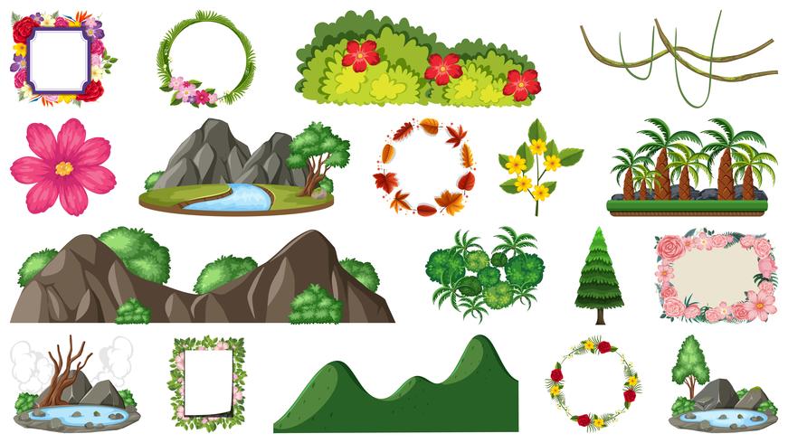 Set of nature objects vector