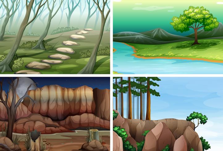 Set of nature landscape vector