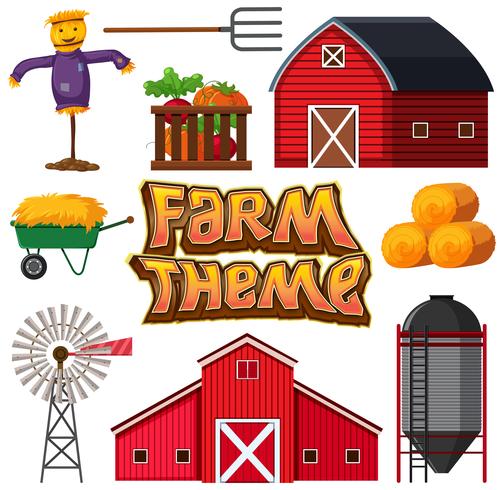 Set of farm element vector