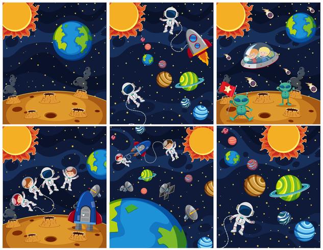 Set of space background vector