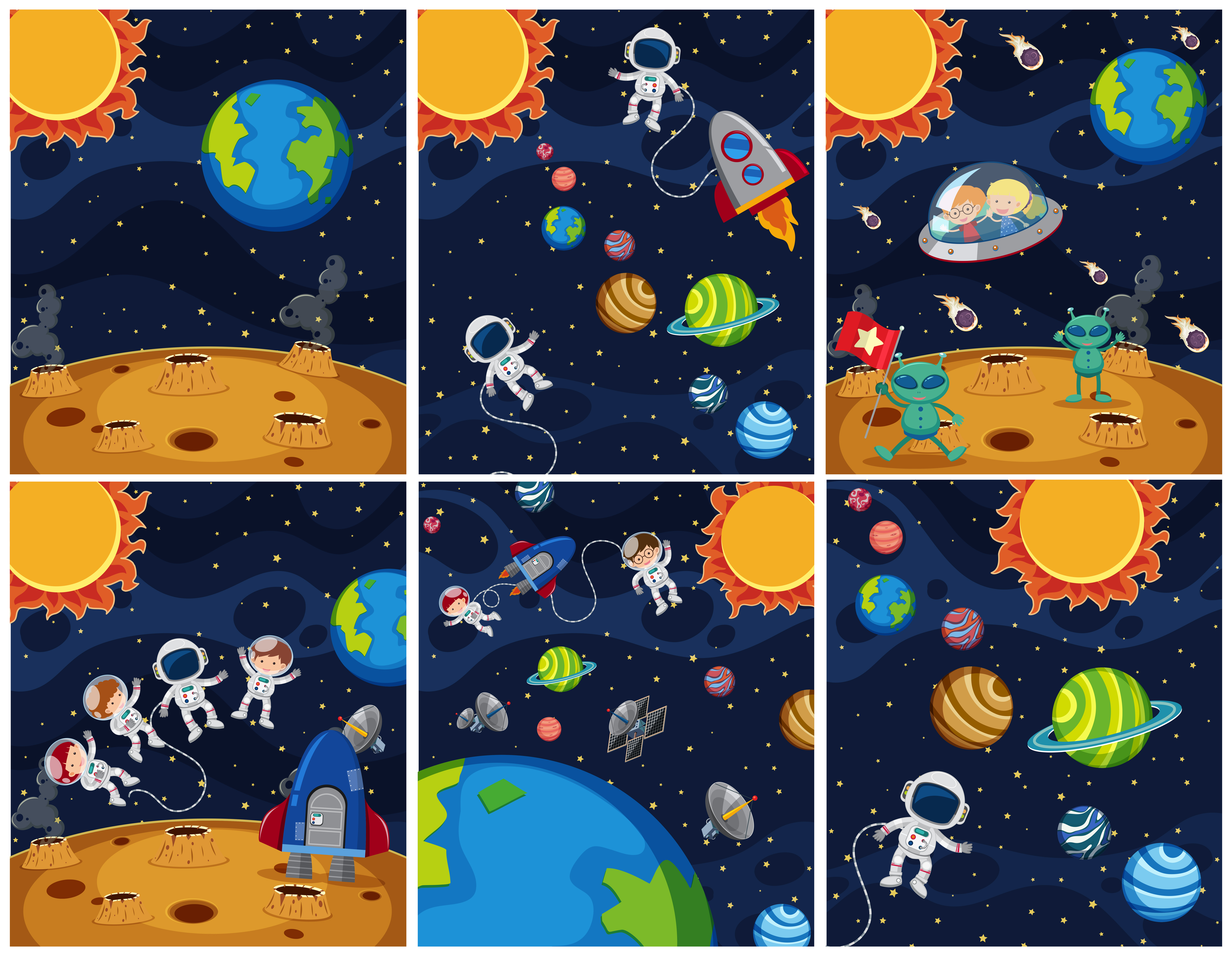 Set of space background 589284 - Download Free Vectors, Clipart