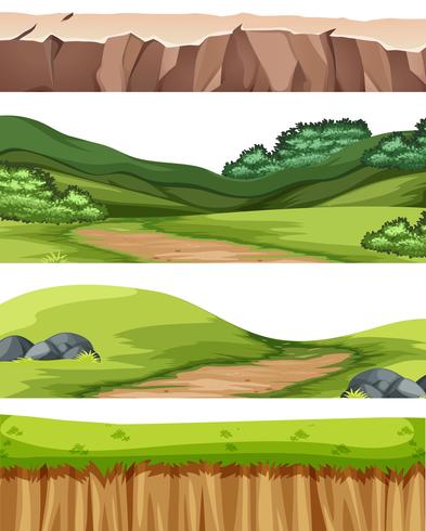 Set of nature landscape vector