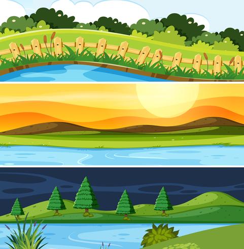 Conjunto de paisaje de la naturaleza vector