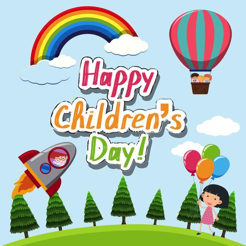 A happy children template vector