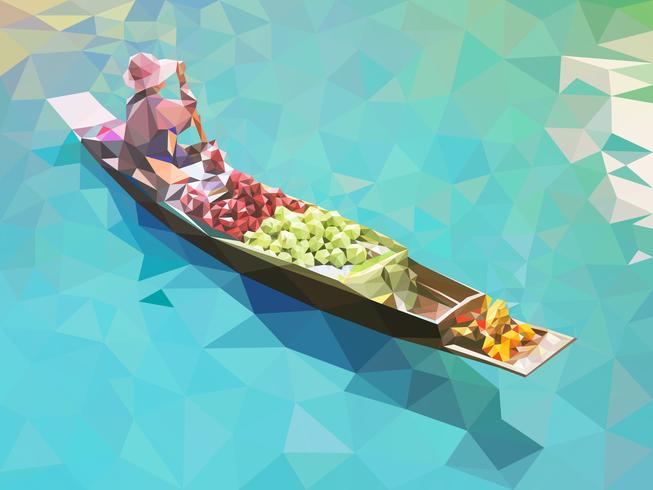 Floating market in Thailand vector