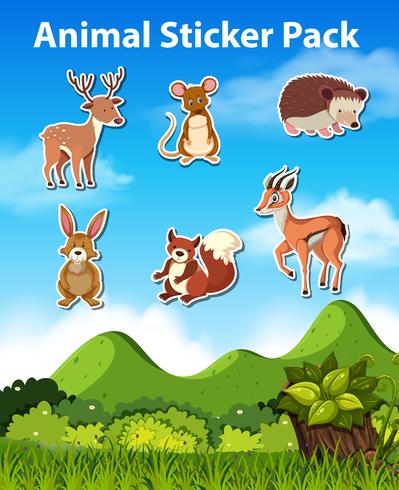 Conjunto de pack de pegatinas de animales. vector