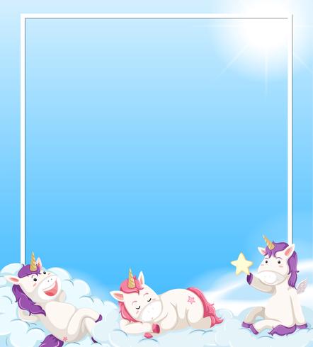 Unicorn on sky template vector