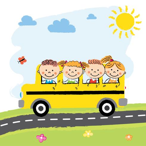 Children in School Bus vector