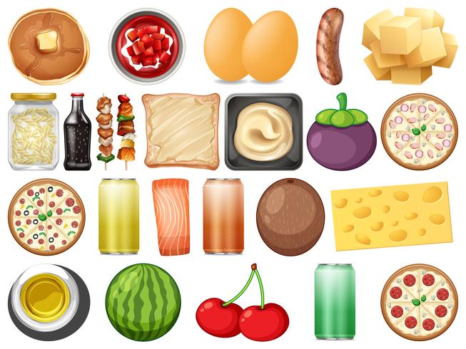 Conjunto de alimentos saludables vector