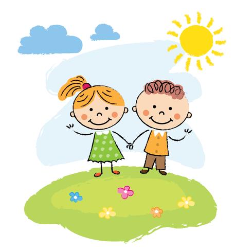 Happy children on a summer day vector