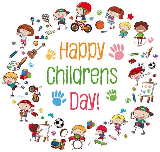 Group of children with banner vector