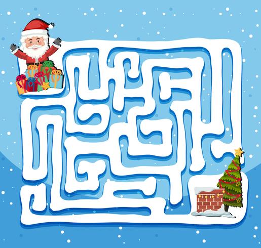 Santa claus maze game template vector