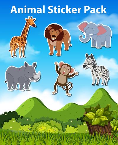 Set of wild animal sticker vector