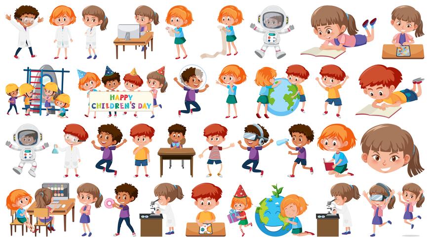 Set of learning kids vector