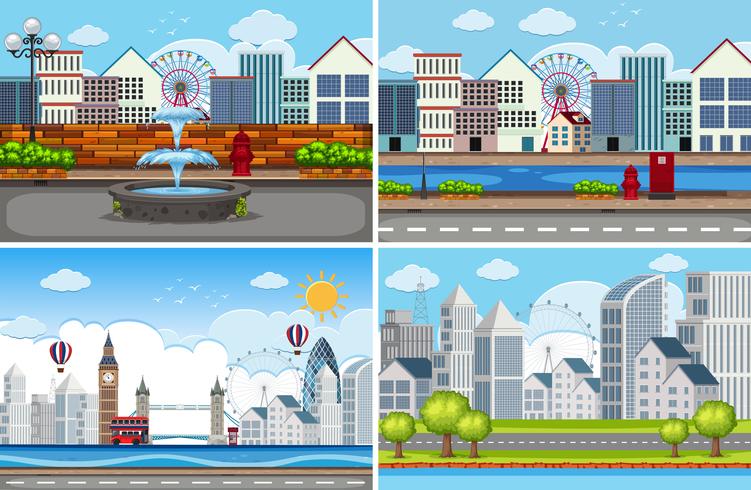 Set of urban scene vector